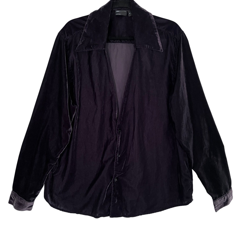ASOS Design Dark Brown Velvet Shirt Womens XL Collared Long Sleeve Button Up Top